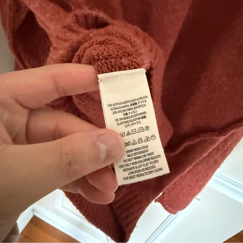 Free People Sz Small Red It’s a Wrap Crossover V-Neck Pullover Sweater Fuzzy - Picture 6 of 9